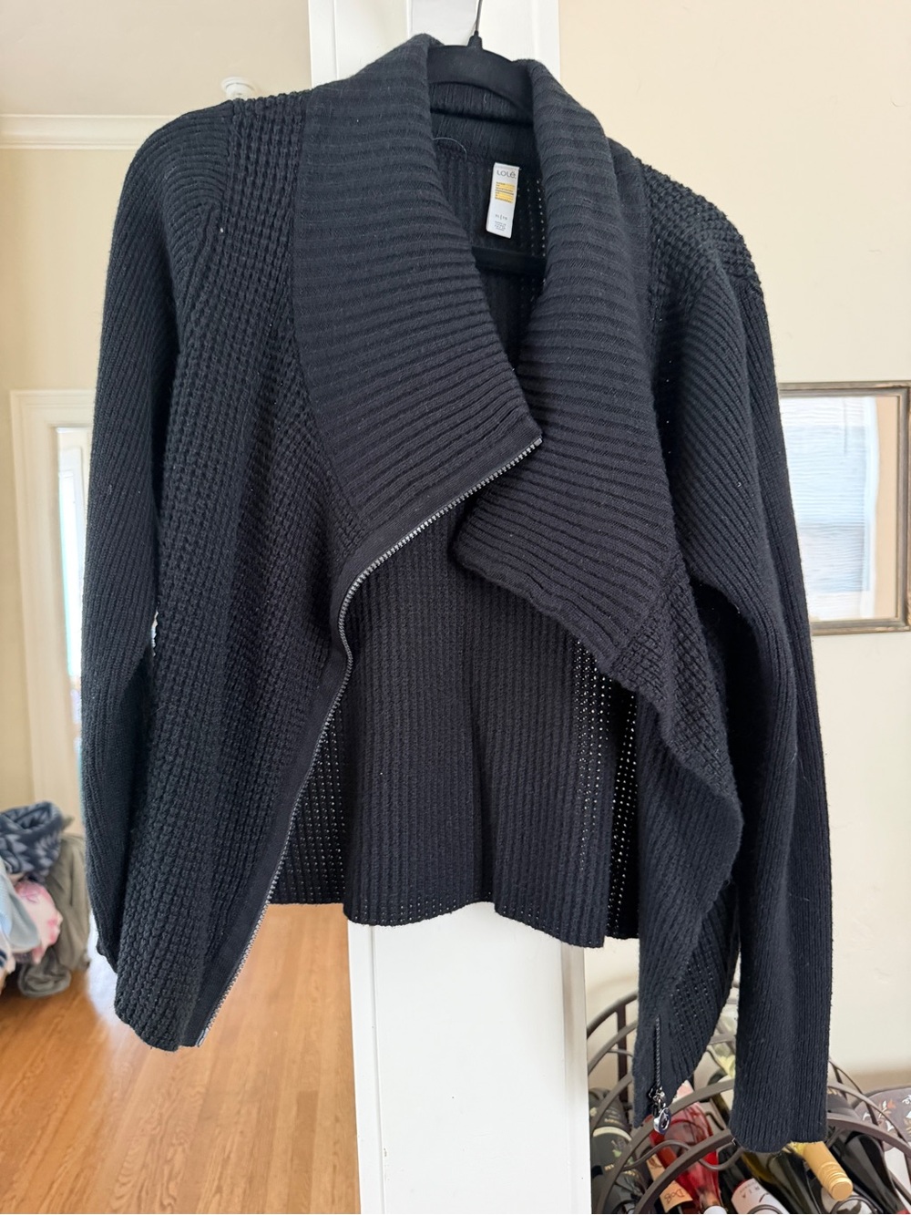 Lole Black Ribbed Open-Front Cardigan